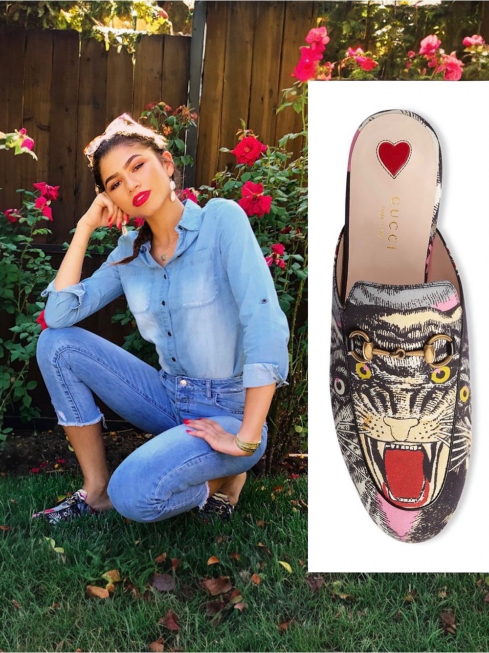 RARE Gucci Princetown Horsebit Angry Cat Tiger Mules Loafers Slides Black 36 6